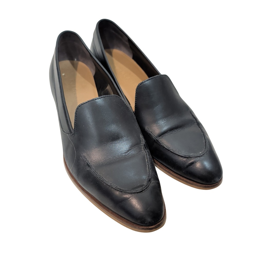 Everlane Modern Loafer Black Italian Leather Almond Toe Flats Shoes Womens 10.5